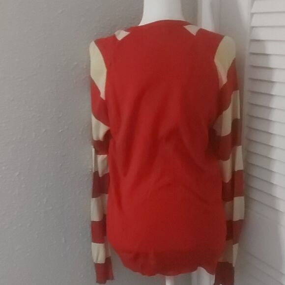 Carbon Christmas Santa Striped Red/Tan Sweater M Holiday Ugly Winter Party Cozy - Picture 2 of 10